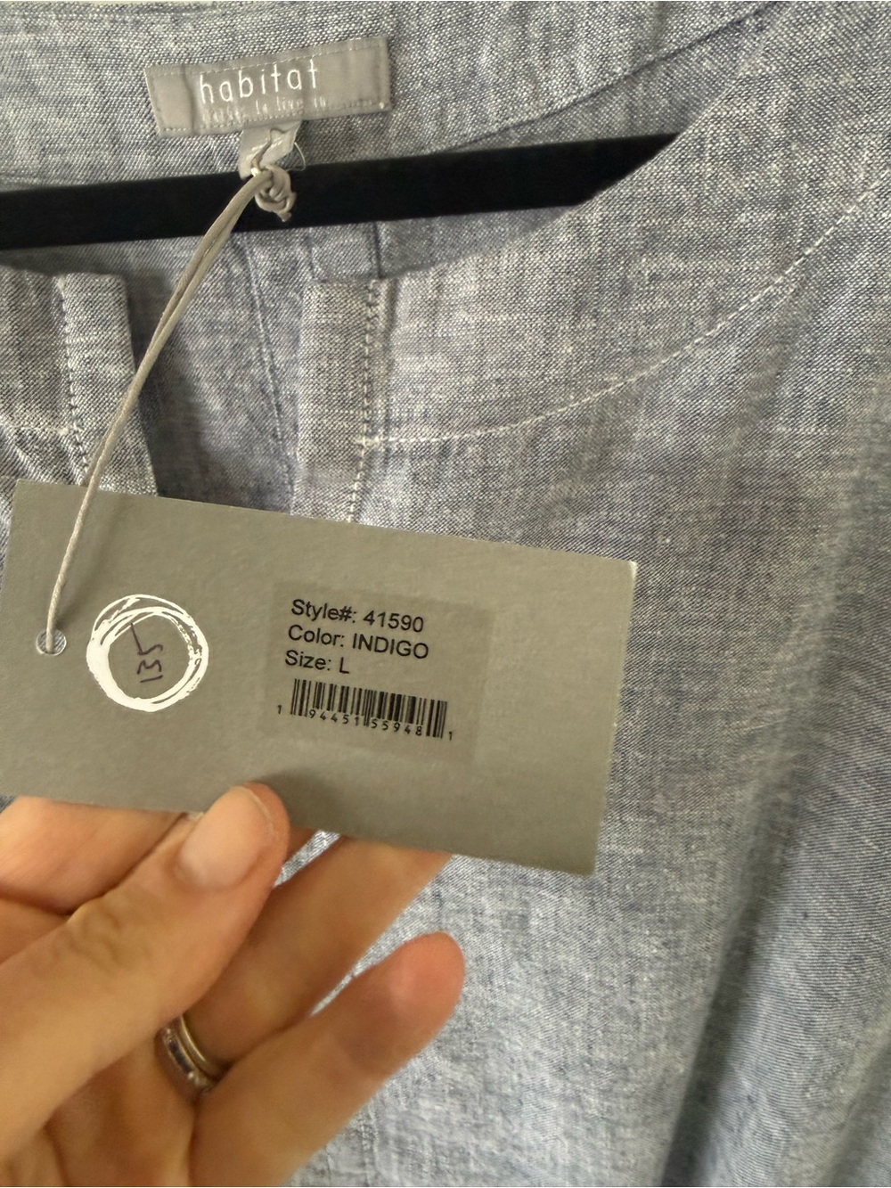 NWT-Habitat Bethany Dress in Indigo Linen, Sz L - Picture 6 of 9